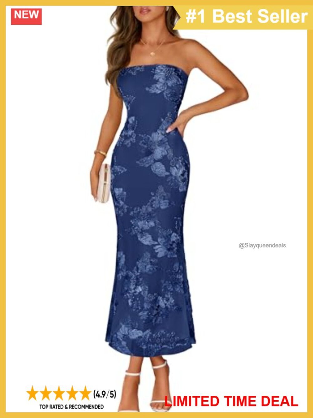 Off Shoulder Floral 3D Maxi Dress Strapless Bodycon Formal Cocktail